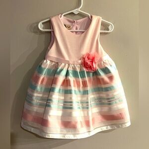 PURPLE ROSE Toddler Girls Pink Sleeveless Flower Detail Formal Dress Size 24 M